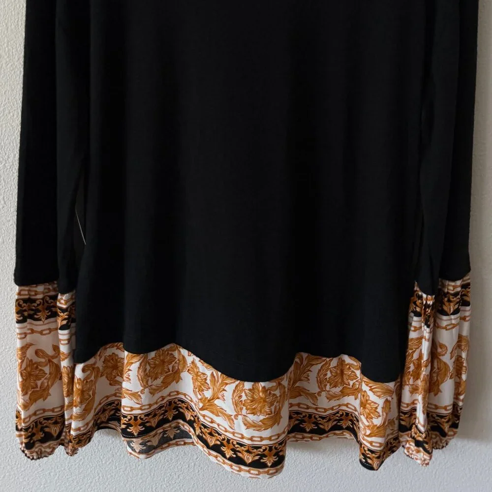 NWT New Direction Black‎ Gold Crewneck Sweater Size Large